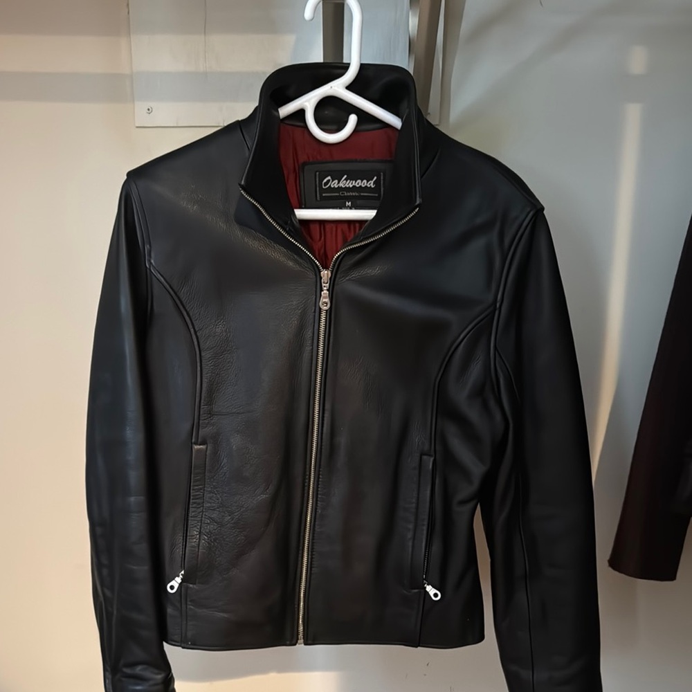 Classic Black Leather Moto/Bomber Jacket